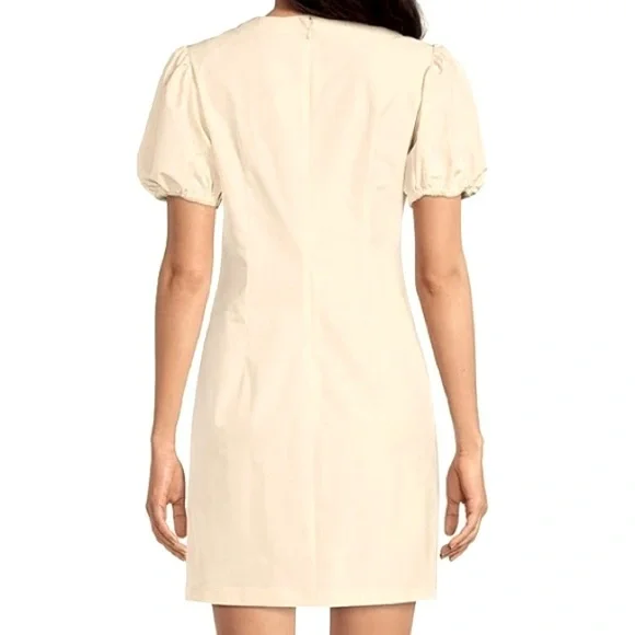 L T D Lace Up Front Slight Puff Short Sleeves Mini Dress. Cream (Stone)  Sz 8 - Picture 11 of 11